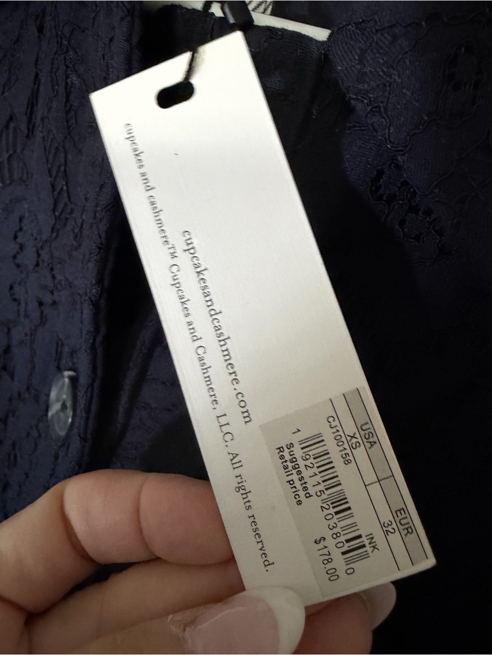 NWT Cupcakes and Cashmere Aldean Lace Trench Coat Dark Blue Women XS $178 - Picture 8 of 9